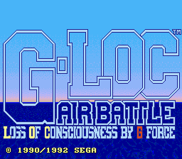G-LOC: Air Battle title screen for Sega Mega Drive